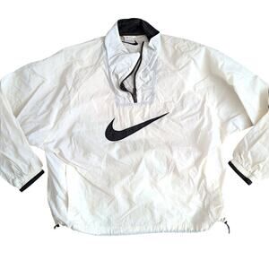 Vintage 90s Nike Big Logo Swoosh Pullover Windbreaker Jacket 1/4 Zip Men's XL